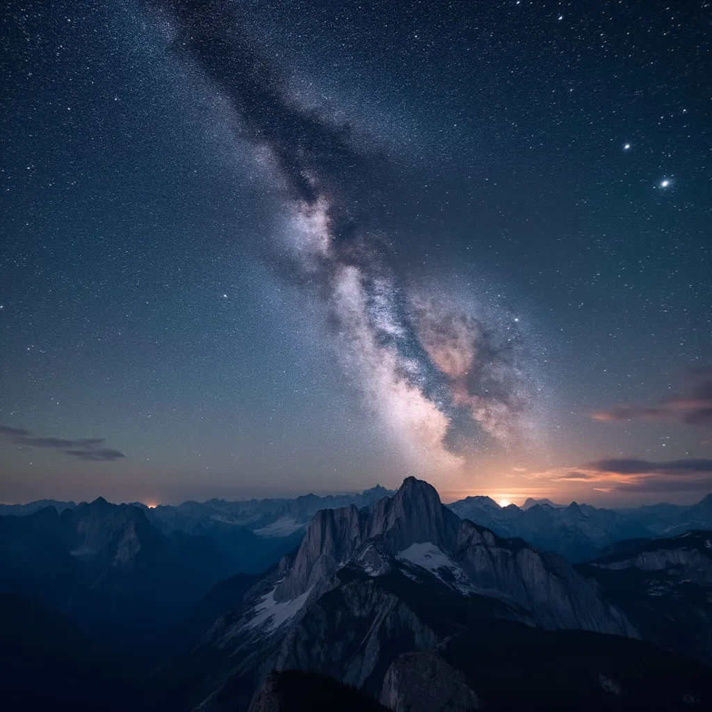 Ciel étoilé au-dessus des montagnes