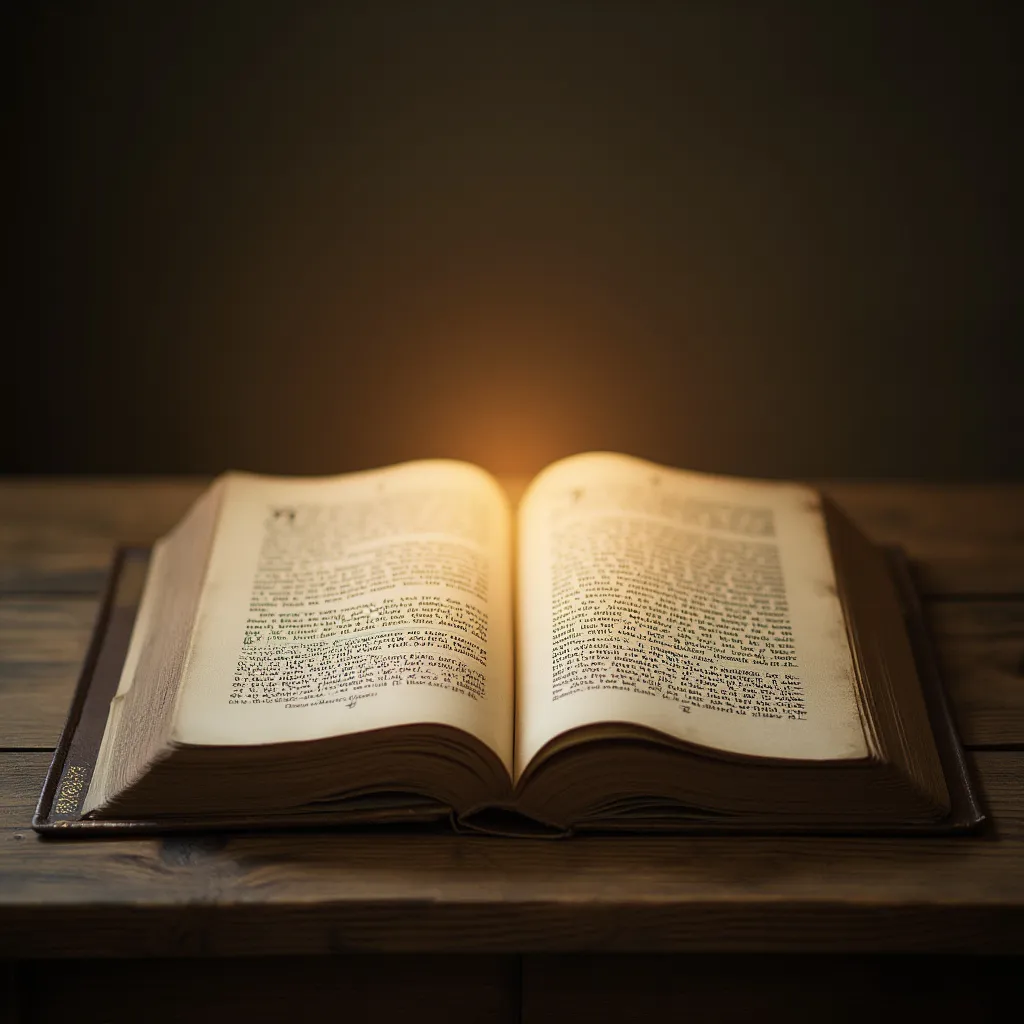 Livre ouvert avec lumière