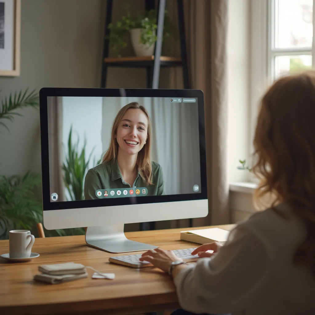Personne utilisant un ordinateur pour une session en ligne